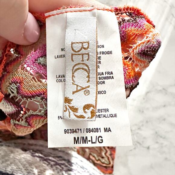 BECCA‎ Sundown Crochet Knit Tunic Metallic Sheer Beach Cover Up Women's Size M/L - Picture 10 of 13